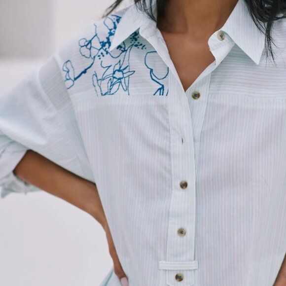 025 By Anthropologie Long Sleeve Popover Dress NWOT Oversized Size XS - Picture 4 of 12